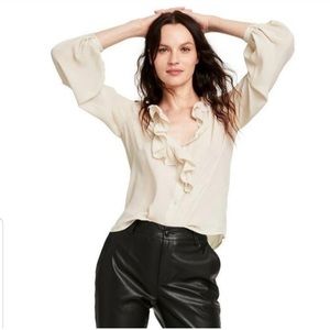 Nili Lotan x Target Cream ruffle top size L